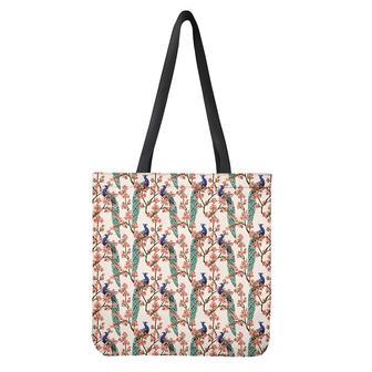 Cherry Blossom Peacock Print Tote Bag | Newhawaiianshirts AU