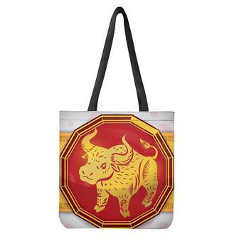 Chinese Ox Zodiac Symbol Print Tote Bag | Newhawaiianshirts DE