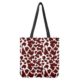 Chocolate Brown And White Cow Print Tote Bag | Newhawaiianshirts DE