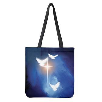 Christian Cross And White Doves Print Tote Bag | Newhawaiianshirts DE