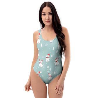 Christmas Cat Print One Piece Swimsuite | Newhawaiianshirts CA