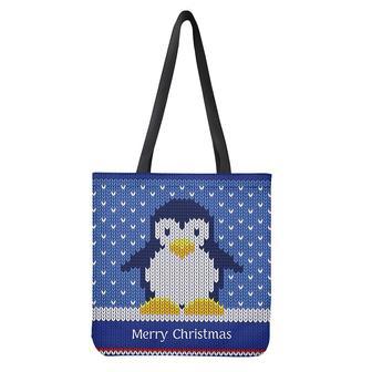 Christmas Penguin Knitted Print Tote Bag | Newhawaiianshirts DE