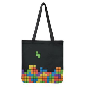 Colorful Brick Puzzle Video Game Print Tote Bag | Newhawaiianshirts DE