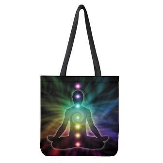 Colorful Chakras Aura Print Tote Bag | Newhawaiianshirts DE