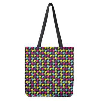 Colorful Houndstooth Pattern Print Tote Bag | Newhawaiianshirts UK