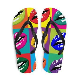 Colorful Lips Pop Art Flip Flops. | Newhawaiianshirts CA