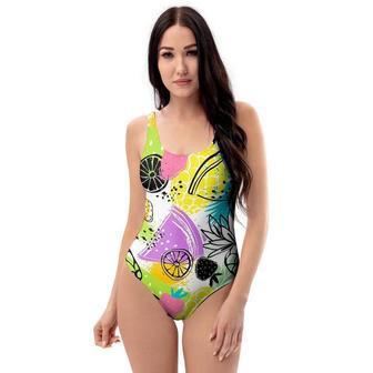 Colorful Mix Fruit Pineapple Hawaiian Print One Piece Swimsuite | Newhawaiianshirts UK