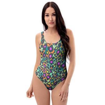 Colorful Neon Leopard One Piece Swimsuite | Newhawaiianshirts AU