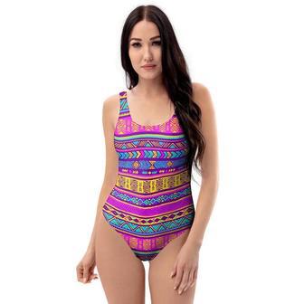 Colorful Neon Tribal Navajo Aztec Print One Piece Swimsuite | Newhawaiianshirts UK