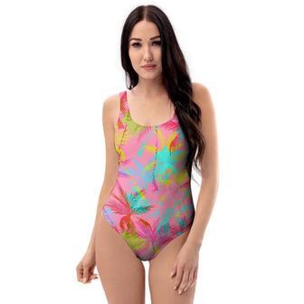 Colorful Palm Tree Hawaiian Print One Piece Swimsuite | Newhawaiianshirts DE