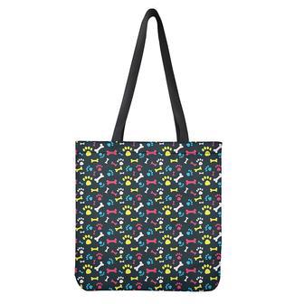 Colorful Paw And Bone Pattern Print Tote Bag | Newhawaiianshirts CA