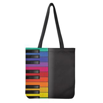 Colorful Piano Keyboard Print Tote Bag | Newhawaiianshirts