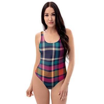 Colorful Plaid Tartan One Piece Swimsuite | Newhawaiianshirts