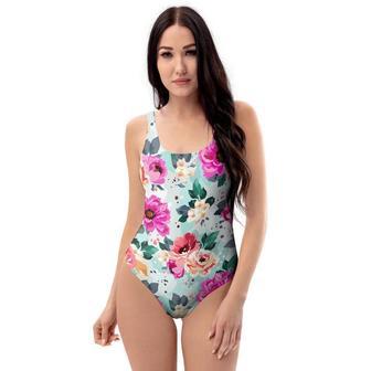 Colorful Rose Floral One Piece Swimsuite | Newhawaiianshirts CA