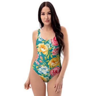 Colorful Rose Flower One Piece Swimsuite | Newhawaiianshirts UK