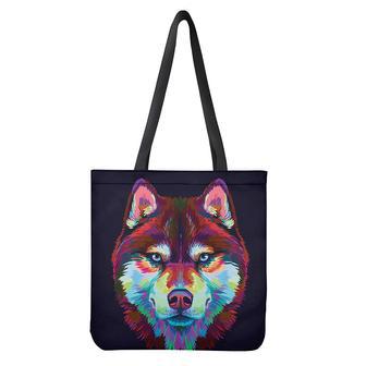 Colorful Siberian Husky Print Tote Bag | Newhawaiianshirts AU