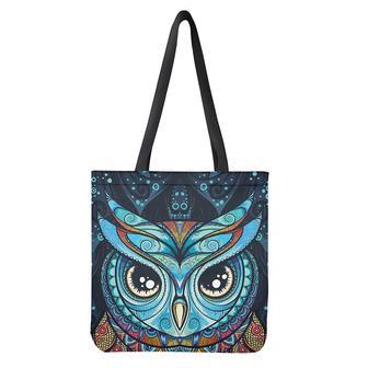 Colorful Tribal Owl Print Tote Bag | Newhawaiianshirts