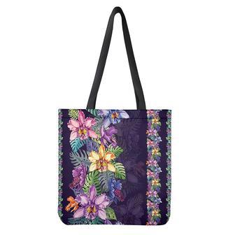 Colorful Watercolor Cattleya Print Tote Bag | Newhawaiianshirts CA