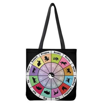 Colourful Chinese Zodiac Wheel Print Tote Bag | Newhawaiianshirts