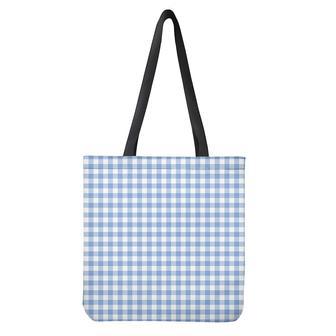 Cornflower Blue And White Gingham Print Tote Bag | Newhawaiianshirts CA