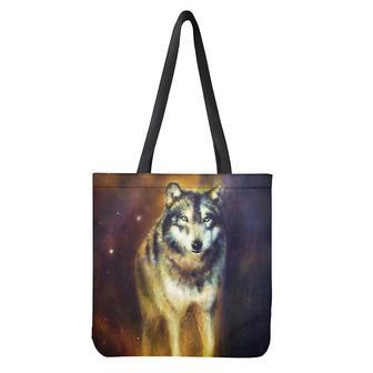 Cosmic Wolf Portrait Print Tote Bag | Newhawaiianshirts CA