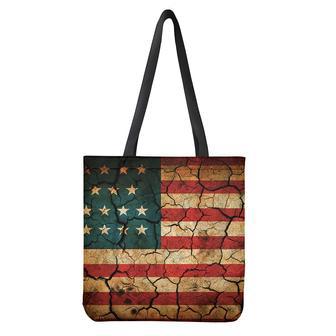 Cracked American Flag Print Tote Bag | Newhawaiianshirts UK