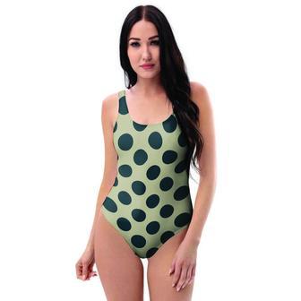 Cream And Black Polka Dot One Piece Swimsuite | Newhawaiianshirts DE