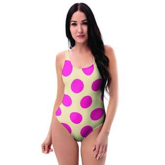 Cream And Pink Polka Dot One Piece Swimsuite | Newhawaiianshirts AU