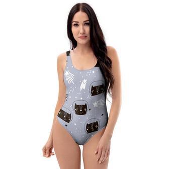 Cute Astronaut Cat Print One Piece Swimsuite | Newhawaiianshirts DE