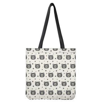 Cute Black Bear Pattern Print Tote Bag | Newhawaiianshirts AU