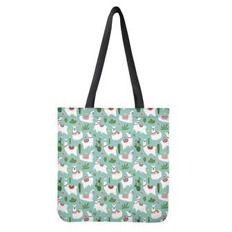 Cute Cactus And Llama Pattern Print Tote Bag | Newhawaiianshirts UK