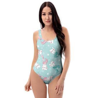 Cute Cat Mermaid Print One Piece Swimsuite | Newhawaiianshirts UK