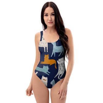 Cute Cat Style Print One Piece Swimsuite | Newhawaiianshirts AU