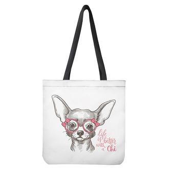 Cute Chihuahua With Glasses Print Tote Bag | Newhawaiianshirts