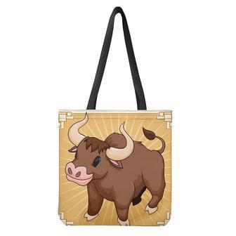 Cute Chinese Ox Zodiac Print Tote Bag | Newhawaiianshirts CA