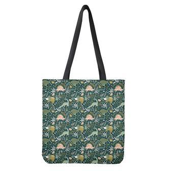 Cute Dino Tropical Leaves Pattern Print Tote Bag | Newhawaiianshirts