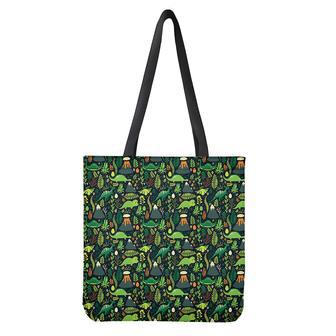 Cute Dinosaur And Floral Pattern Print Tote Bag | Newhawaiianshirts DE