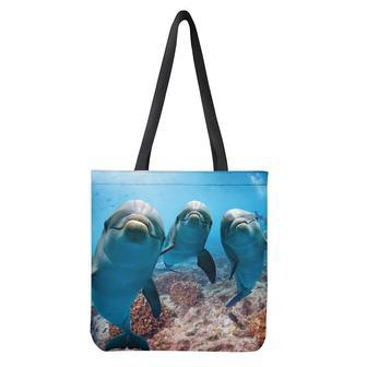 Cute Dolphins In The Ocean Print Tote Bag | Newhawaiianshirts AU