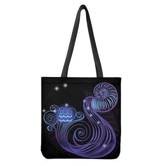 Dark Aquarius Zodiac Sign Print Tote Bag | Newhawaiianshirts