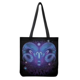 Dark Aries Zodiac Sign Print Tote Bag | Newhawaiianshirts DE