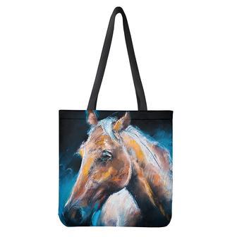 Dark Blue Horse Painting Print Tote Bag | Newhawaiianshirts CA