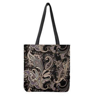 Dark Brown Paisley Pattern Print Tote Bag | Newhawaiianshirts DE