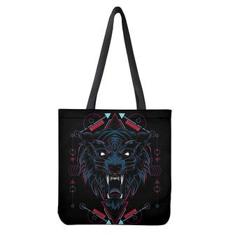 Dark Geometric Wolf Print Tote Bag | Newhawaiianshirts AU