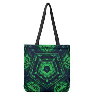 Dark Green Kaleidoscope Print Tote Bag | Newhawaiianshirts