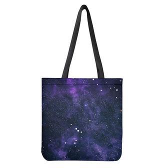 Dark Purple Galaxy Outer Space Print Tote Bag | Newhawaiianshirts UK