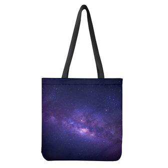 Dark Purple Milky Way Galaxy Space Print Tote Bag | Newhawaiianshirts