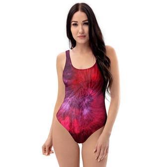 Dark Red Tie Dye One Piece Swimsuite | Newhawaiianshirts CA