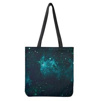 Dark Teal Galaxy Space Print Tote Bag | Newhawaiianshirts DE