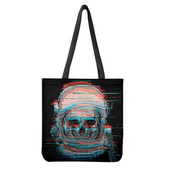 Digital Glitch Astronaut Skull Print Tote Bag | Newhawaiianshirts CA