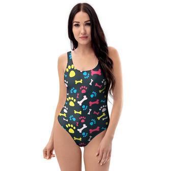 Dog Paw Print One Piece Swimsuite | Newhawaiianshirts CA